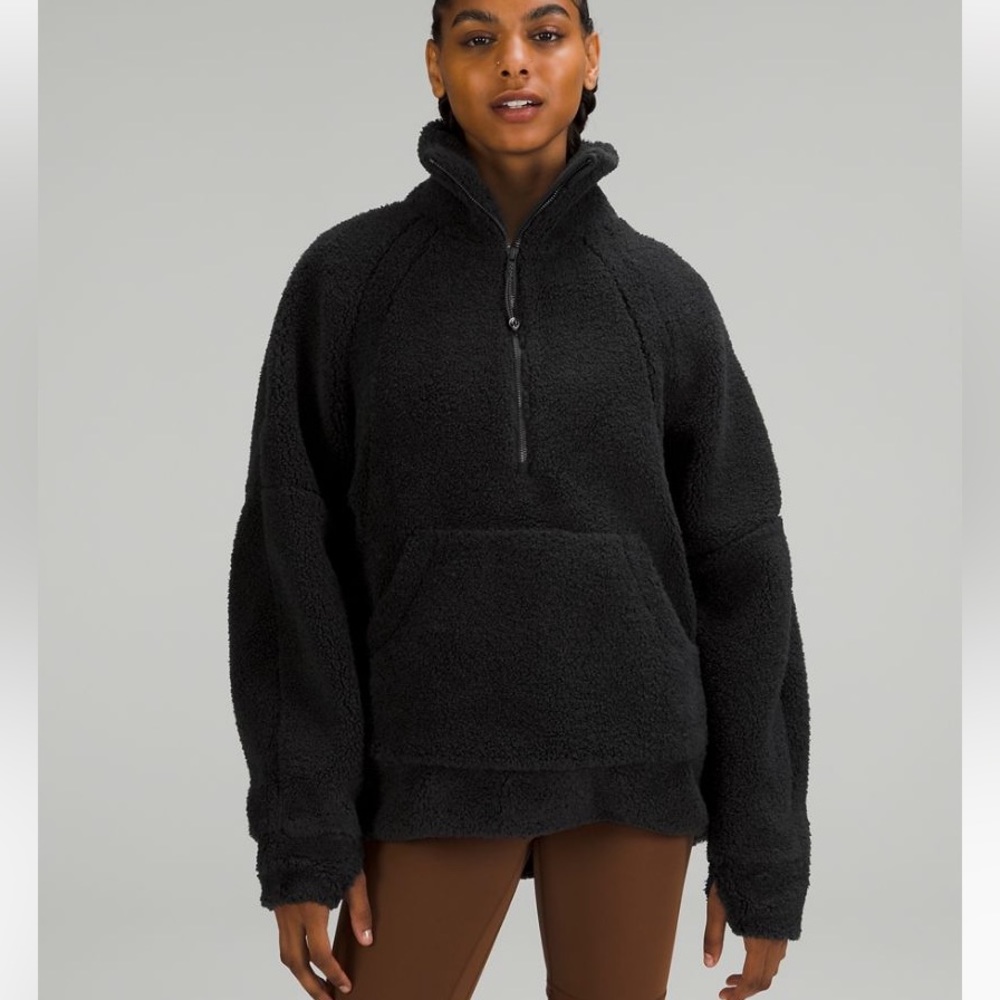 Black Fuzzy Half Zip Scuba